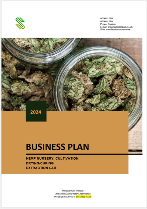 Hemp Nursery Cultivation Curing Extraction Business Plan Template